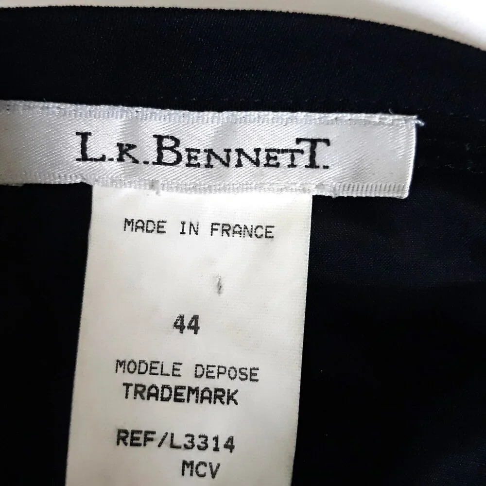 LK Bennett Black Crepe Mini Pencil Skirt Sz 8 (IT 44)